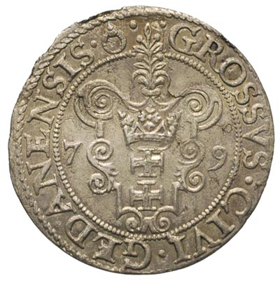 grosz 1579, Gdańsk, odmiana z kropką po REX, patyna