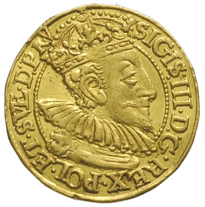 dukat 1595, Gdańsk, złoto 3.48 g, H-Cz. -, Fr. 10, Kaleniecki s 156, T. 20, lekko gięty ale dość ładny egzemplarz
