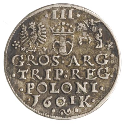 trojak 1601, Kraków, odmiana z głową króla w lew