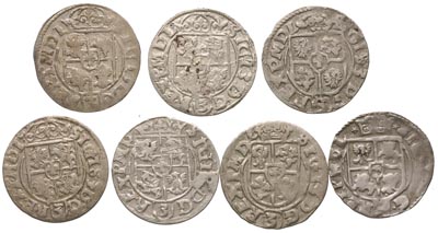 zestaw półtoraków koronnych 1614, 1615, 1616 /2 różne odmiany/, 1617 i 1619 Bydgoszcz oraz 1616 Kraków, łącznie 7 sztuk
