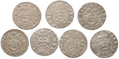 zestaw półtoraków koronnych 1614, 1615, 1616 /2 różne odmiany/, 1617 i 1619 Bydgoszcz oraz 1616 Kraków, łącznie 7 sztuk
