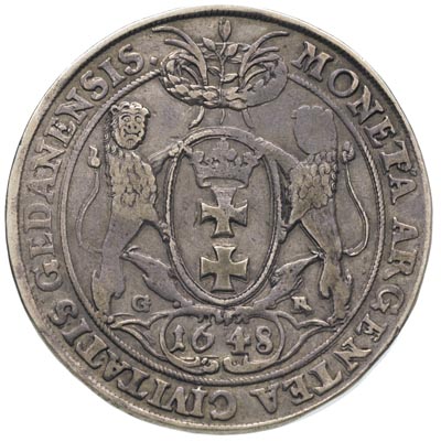 talar 1648, Gdańsk, srebro 28.47 g, Dav. 4356, T