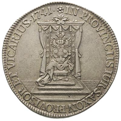 półtalar wikariacki 1741, Drezno, Aw: Król na koniu, Rw: Tron, Merseb. 1698, delikatna patyna