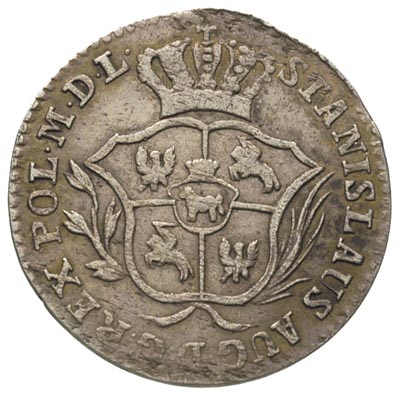 2 grosze srebrne (półzłotek) 1775, Warszawa, odmiana z literami EB i cyfry daty mniejsze, Plage 261, patyna