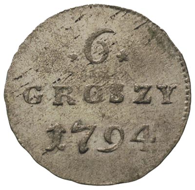 6 groszy 1794, Warszawa, Plage 207, drobna wada 