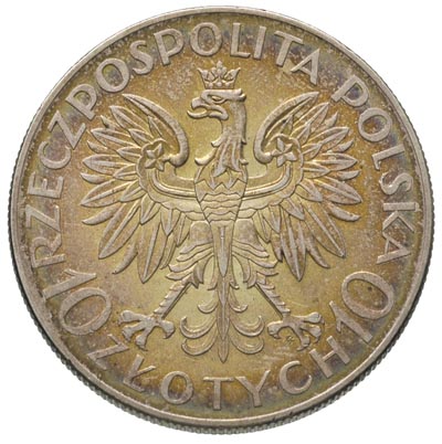 10 złotych 1933, Warszawa, Romuald Traugutt, Parchimowicz 122, piękny egzemplarz z głęboką patyną