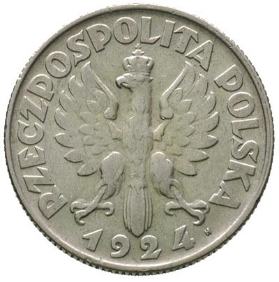 2 złote 1924, litera H po dacie, Birmingham, Parchimowicz 109 b, rzadkie