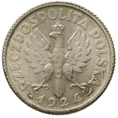 1 złoty 1924, Paryż, Parchimowicz 107 a, pięknie zachowane, patyna