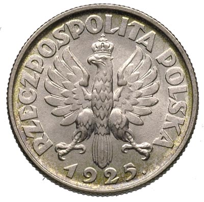 1 złoty 1925, Londyn, Parchimowicz 107 b, piękne lustro mennicze, patyna