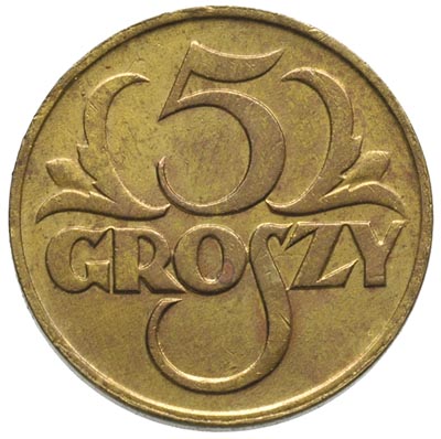 5 groszy 1923, Warszawa, mosiądz, Parchimowicz 103 a, mikroryski