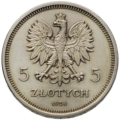5 złotych 1928, Warszawa, Nike, srebro 17.90 g, 