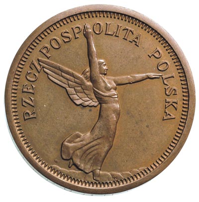 5 złotych 1928, Warszawa, Nike, miedź 16.07 g, Parchimowicz P-142 c, znane 2 sztuki, ogromnie rzadka moneta w gabinetowym stanie zachowania, piękna patyna