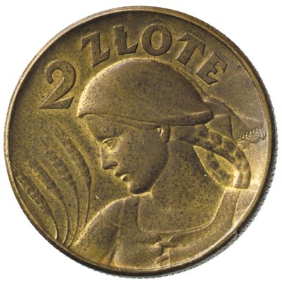 2 złote 1924, bez znaku mennicy, mosiądz 8.43 g, Parchimowicz P-133 f, wybito 40 sztuk, rzadkie, pięknie zachowany egzemplarz ze starą patyną