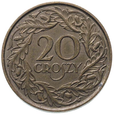 20 groszy 1923, mosiądz 3.38 g, Parchimowicz P-1