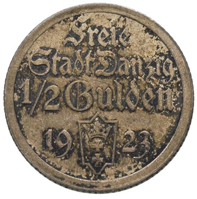 1/2 guldena 1923, Utrecht, Koga, Parchimowicz 59 a, nierównomierna patyna