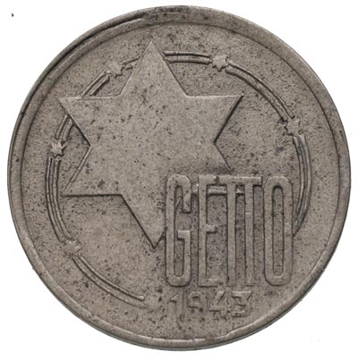 10 marek 1942, Łódź, aluminium magnez, Parchimowicz 15 c, moneta z certyfikatem G. Franquinet’a, ślady korozji