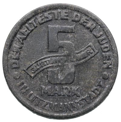 5 marek 1942, Łódź, aluminium magnez, Parchimowicz 14 b, moneta z certyfikatem G. Franquinet’a, ślady korozji
