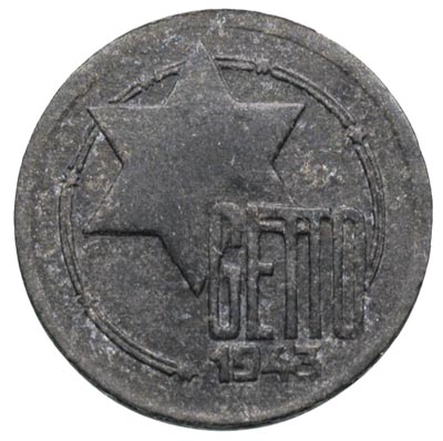 5 marek 1942, Łódź, aluminium magnez, Parchimowicz 14 b, moneta z certyfikatem G. Franquinet’a, ślady korozji