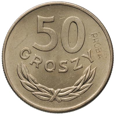 50 groszy 1949, Warszawa, na rewersie wklęsły na
