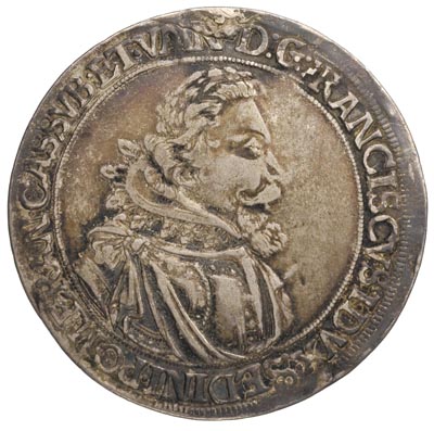 1/2 talara 1620, Szczecin, Hildisch 132, moneta wybita z okazji śmierci księcia, ślad po zawieszce, bardzo rzadkie, ciemna patyna
