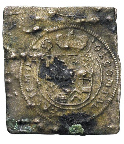 krajcar 1701, Nysa, klipa srebrna 1.67 g, F.u.S. 2752, ciemna patyna z zielonymi wykwitami, bardzo rzadki