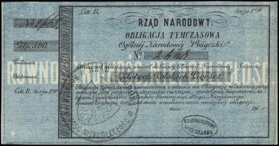 obligacja tymczasowa na 500 złotych 186., z numeracją i stemplami, Lucow 211 R3, Moczydłowski S 5, ładnie  zachowane