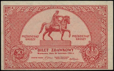 50 groszy 28.04.1924, Lucow 703 R2, Miłczak 46