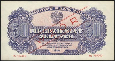 50 złotych 1944, \obowiązkowe, seria Hd 123456 - Hd 789000