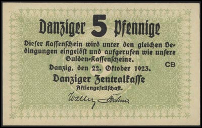 5 fenigów 22.10.1923, Miłczak G22