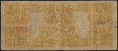 20 dolarów 1905, IN GOLD COIN, podpisy Lyons-Treat, czerwona pieczęć, Fr. 1180, Pick 269, bardzo rzadkie