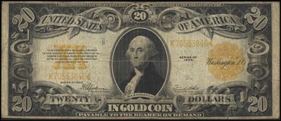 20 dolarów 1922, IN GOLD COIN, podpisy Speelman-