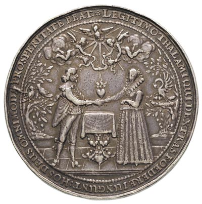 medal zaślubinowy, /ok.1635 r./, Aw: Para podają