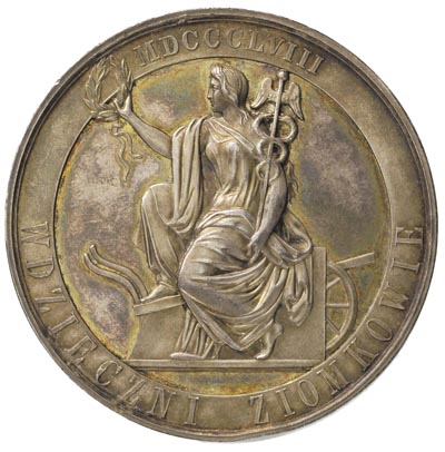 Leon Sapieha - medal autorstwa C. Radnitzkiego wybity 1858 r., Aw: Popiersie w lewo i napis w otoku wewnętrznym
