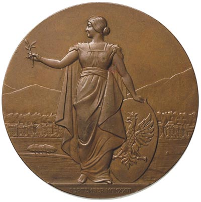 medal autorstwa J. Aumillera - Przyjęcie Polski 