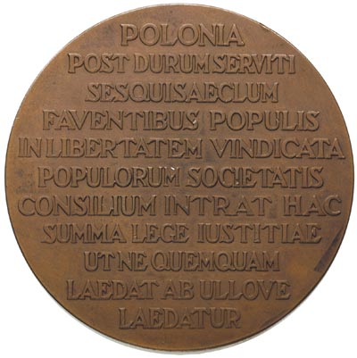 medal autorstwa J. Aumillera - Przyjęcie Polski 