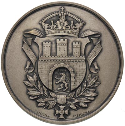 Jerzy Bajan- medal autorstwa Rudolfa Mękickiego, 1934 r., Aw: Śmigło, poniżej napis JERZEMU BAJANOWI ZWYCIĘZCY W MIĘDZYNARODOWYM TURNIEJU LOTNICZYM 1934 R. / MIASTO LWÓW, Rw: Herb Lwowa z koroną u góry i orderem Virtuti Militari u dołu, srebro 84.32 g, 55 mm, Strzałkowski 753 RR, w srebrze wybito tylko 1 egzemplarz, oryginalne pudełko