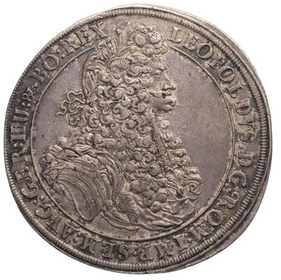 Leopold 1657-1705, talar 1695, Brzeg, Aw: Popiersie, Rw: Orzeł dwugłowy, F.u.S. 733, Herinek 709, Dav. 3304, 28.33 g, ładnie zachowany, patyna