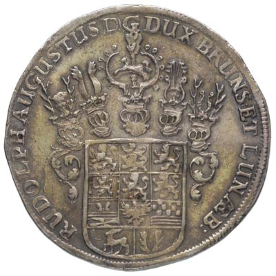 Rudolf August 1666-1685, talar 1667, litery HS, Aw: Tarcza herbowa, Rw: Dziki człowiek, srebro 28.85 g, Welter 1839,.Dav. 6378, ciemna patyna