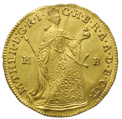 Maria Teresa 1740-1780, dukat 1763, Krzemnica, złoto 3.49 g, Fr. 181, lekko gięty, ale bardzo ładny egzemplarz