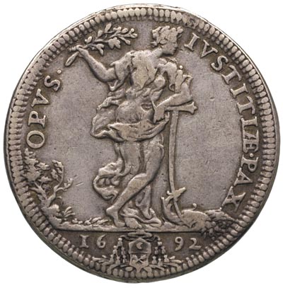 Innocenty XII 1691-1700, 1/2 piastra (półtalar) 1692, Rzym, Berman 2241, patyna
