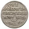 trojak 1565, Tykocin, Ivanauskas 646:95, T. 15, rzadka moneta z cytatem z pisma świętego, zwana tr..