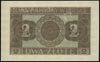 2 złote 1.03.1940, seria B 0000000, Miłczak 92, na stronie odwrotnej ślady po odklejaniu banknotu,..
