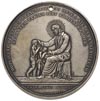 medal na pamiątkę chrztu autorstwa J. Majnerta, Aw: Chrystus siedzący na pniu błogosławiący dzieci..