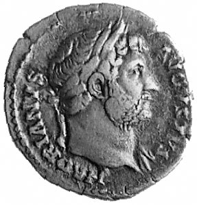 denar, Aw: Głowa cesarza w wieńcu na głowie i napis HADRIANVS AVGVSTVS, Rw: Półksiężyc z gwiazdą i napis COS III, Sear 460a, RIC 200