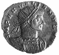 AE-antoninian (po reformie), Aw: Popiersie cesarza w zbroi i koronie radialnej na głowie i napis I..