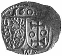 denar 1608, Wschowa, jednostronny. Tarcze herbowe, Kop.II.l -RRR-, H-Cz.1241 R4, T.15