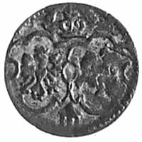 denar 1623, Łobżenica, Aw: Monogram, Rw: Tarcze herbowe, Kop.V.2b -RR-, H-Cz. 1468 R2