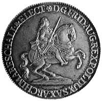 gulden 1742, Drezno, Aw: Król na koniu i napis, Rw: Tron i napis, Kop.I.2a -R- (opisany jako 1/2 t..