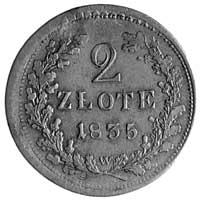 2 złote 1835, Wiedeń, Aw: Herb Krakowa, Rw: Nomi
