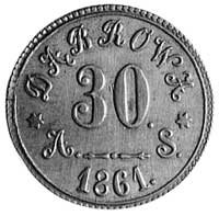 moneta zastępcza Dąbrowa, Aw: Napis i nominał, Rw: Napis, nominał 30 i data 1861